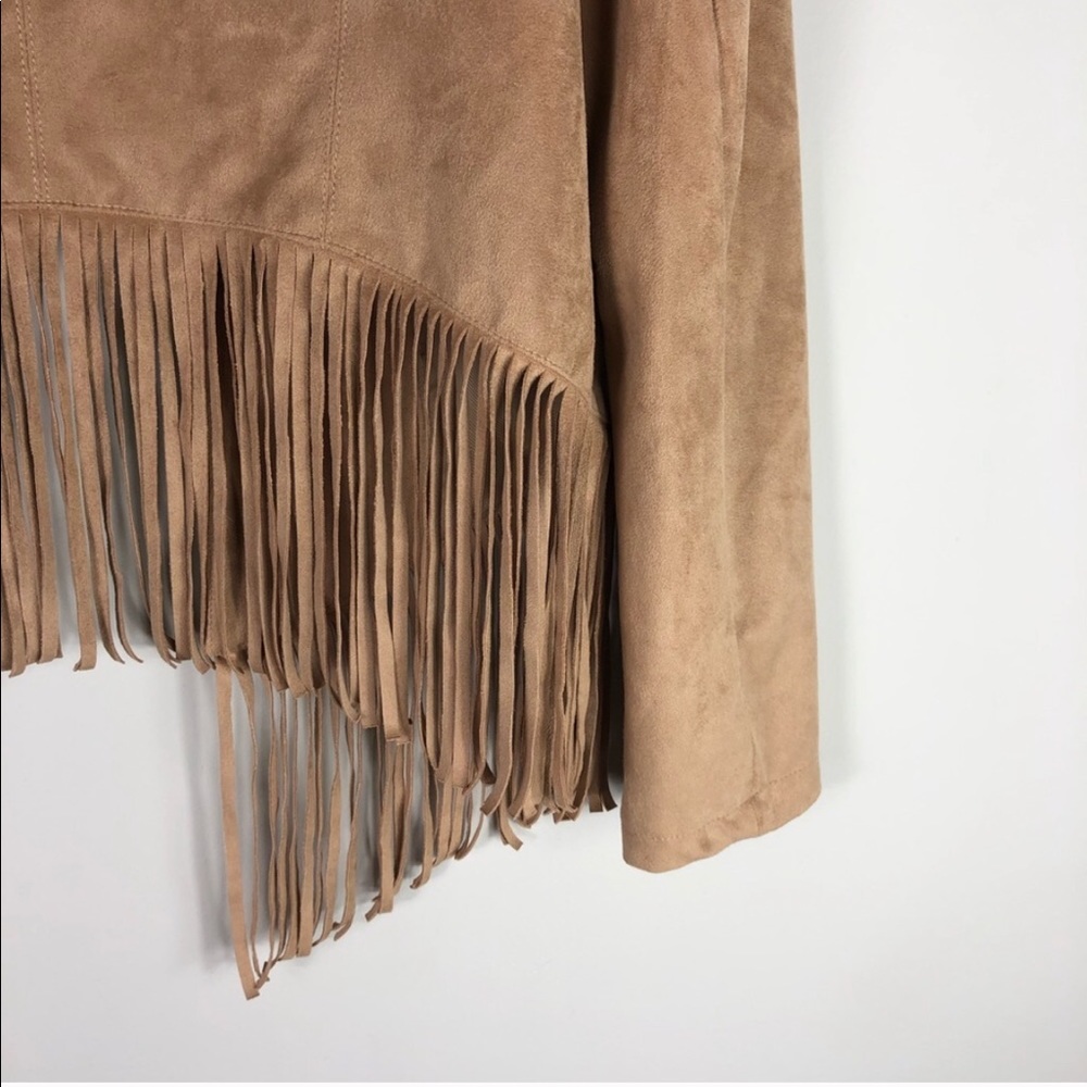 Bagatelle Suede Fringe Crop Jacket Tan Coat L - Picture 8 of 8